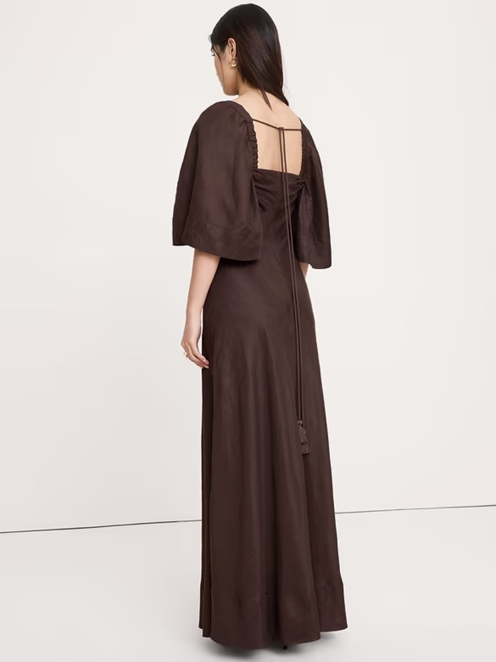 Banana Republic Viscose-Linen Flutter-Sleeve Maxi Dress 873148 - Picture 2 of 11